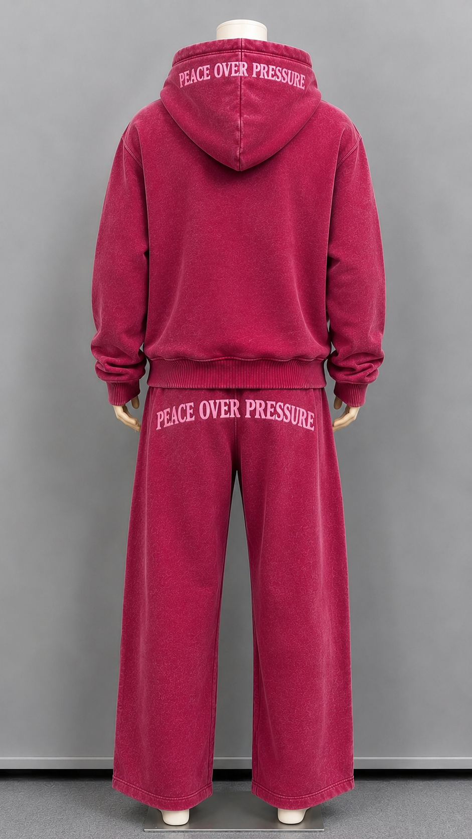 Our washed pink set with the embroidered "Let Go Let God" featuring "Peace Over Pressure"